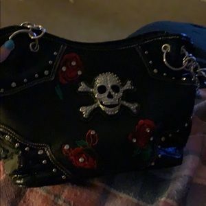 Skull and rose hand bag
